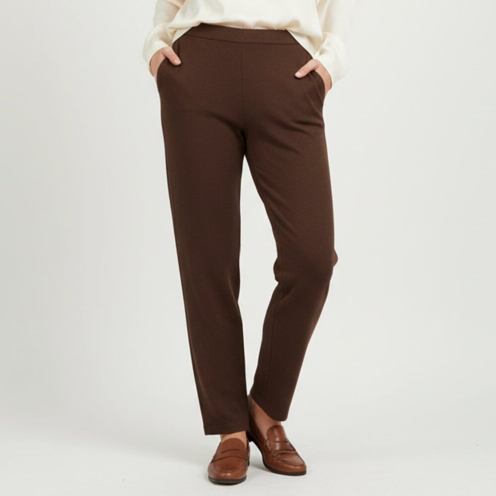 Yarns & Stitches Chocolate Brown Knit Straight Leg Pants S